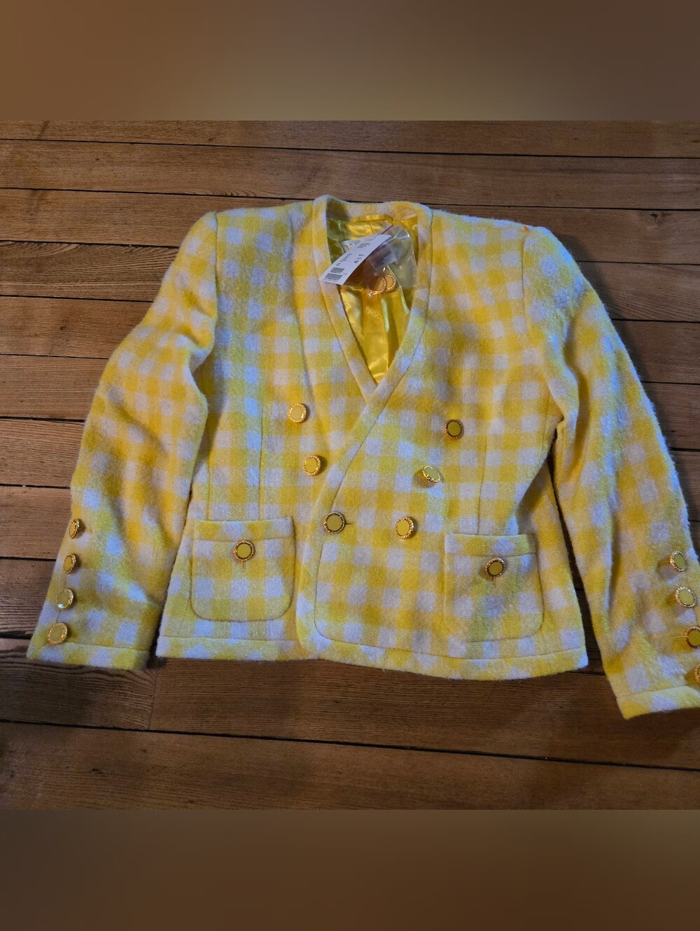 vintage Escada by Margaretha Ley jacket from the 1980s Wool yellow & White Sz 42
